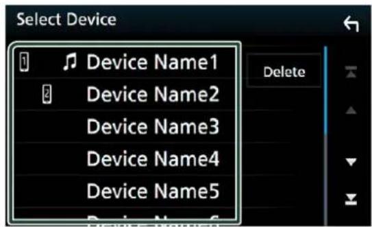 Select Device Device Name1 Device Name2 Device Name3 Device Name4 Device Name5 Delete