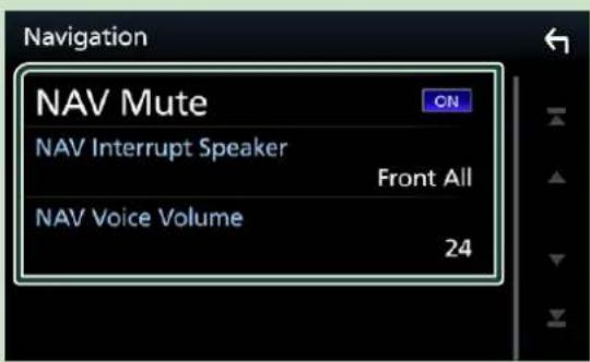 Navigation NAV Mute ON NAV Interrupt Speaker Front All NAV Voice Volume 24