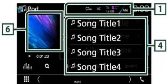 iPod Song Title1 Song Title2 Song Title3 Song Title4 0:01:23 MUSIC