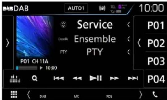 DAB AUTO1 TEL 10:00 Service Ensemble PTY PTY P01 CH 11A 10:00 P02 P03 P04 DAB MC RDS