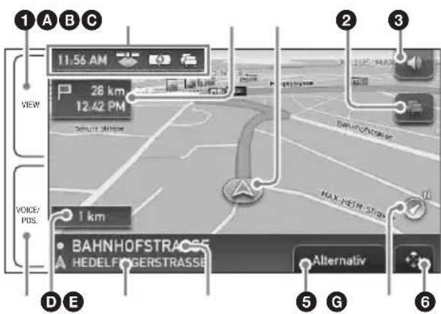 1 A B C 11:56 AM 28 km 12.42 PM VIEW VOICE/ PDS. 1 km BAHNHOFSTRASS HEDELFINGERSTRASS Alternative MAX-HEIM-STRASS D E 5 G 6