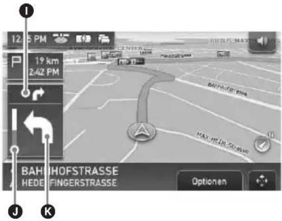 12:5 PM 19 km 2:42 PM BAHUFHOFSTRASSE HEDE FINGERSTRASSE MAX MELD.SURSD Optionen J K