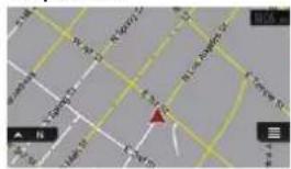 Street map image with road markings and a red arrow indicating a specific location, likely for navigation or route analysis.