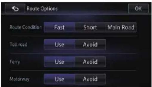Route Options Route Condition Fast Short Main Road Toll road Use Avoid Ferry Use Avoid Motorway Use Avoid
