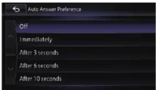 Auto Answer Preference Off Immediately After 3 seconds After 6 seconds After 10 seconds