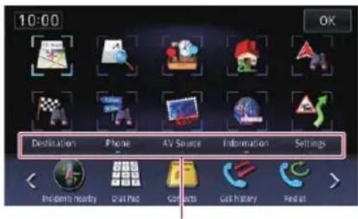 10:00 OK Destination Phone AV Source Information Settings Incident's nearby Call Pad Contacts Get history Find it