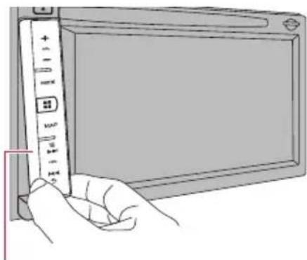 PIONEER AVIC-F850BT - 2Gentlygripthebottomofthedetachablefaceplateandslowlypullitoutward. - 1