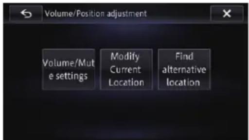 Volume/Position adjustment Volume/Mute settings Modify Current Location Find alternative location