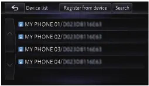 Device list Register from device Search MY PHONE 01/D02308116(6) MY PHONE 02/D02308116(6) MY PHONE 03/D02308116(6) MY PHONE 04/D02308116(6)