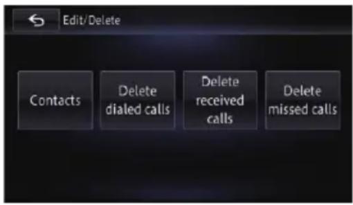 Edit/Delete Contacts Delete dialed calls Delete received calls Delete missed calls