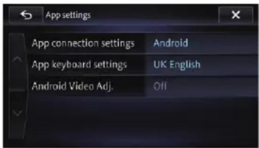 App settings App connection settings Android App keyboard settings UK English Android Video Adj. Off