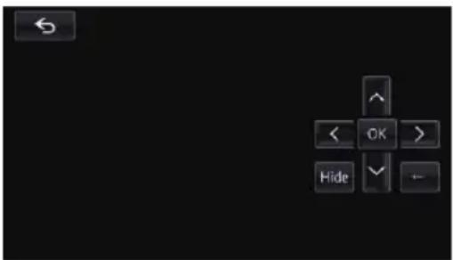 User interface control panel with OK, Hide, and directional buttons