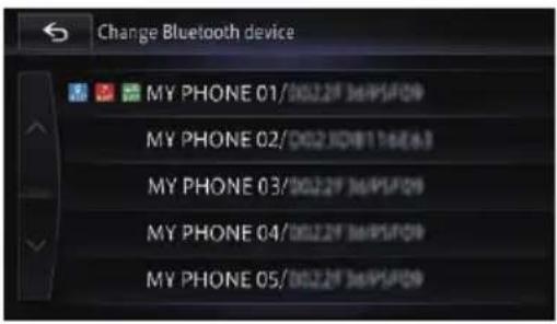 Change Bluetooth device MY PHONE 01/0022F36PSF09 MY PHONE 02/002J08116E63 MY PHONE 03/0022F36PSF09 MY PHONE 04/0022F36PSF09 MY PHONE 05/0022F36PSF09