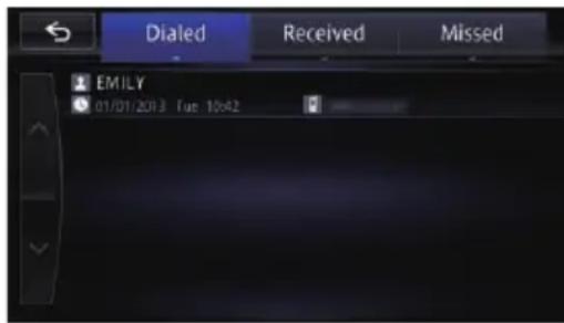 Dialed Received Missed EMILY 01/01/2013 Tue 10:42