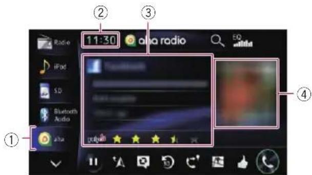 Radio 11:30 aha radio EQ iPod SD Bluetooth Audio aha ① ② ③ ④