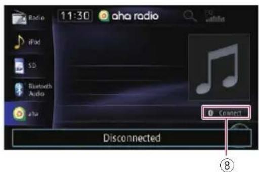 Radio 11:30 aha radio iPod SD Bluetooth Audio aha Connect Disconnected ⑧