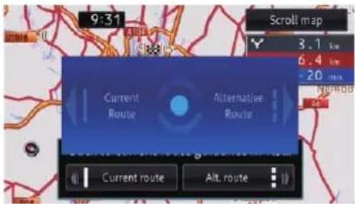 9:31 Scroll map Current Route Alternative Route Current route Alt. route