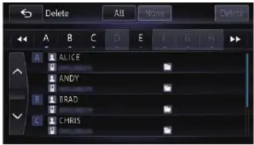 Delete All None Delete A B C D E F G H ALICE ANDY BRAD CHRIS