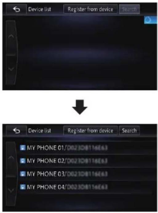 Device list Register from device Search ↓ Device list Register from device Search MY PHONE 01/002108116E63 MY PHONE 02/002108116E63 MY PHONE 03/002108116E63 MY PHONE 04/002108116E63