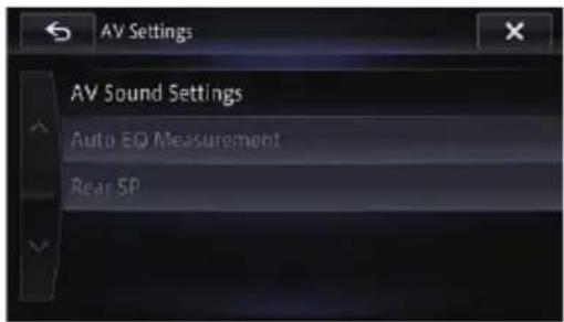 AV Settings AV Sound Settings Auto EQ Measurement Rear SP