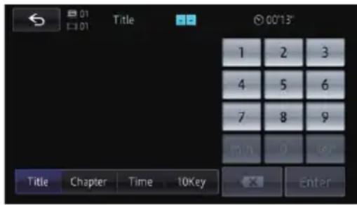 01 E:01 Title 00'13" 1 2 3 4 5 6 7 8 9 MIN 0 Enter Title Chapter Time 10Key × Enter