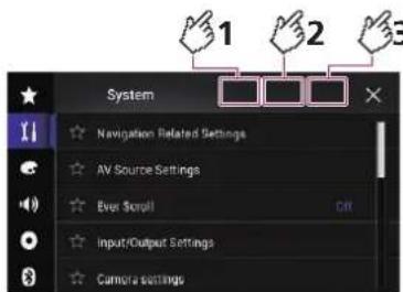 System Navigation Related Settings AV Source Settings Ever Scroll Input/Output Settings Camera settings