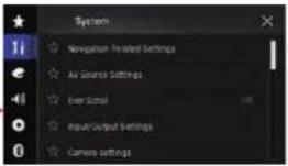 System Navigation Perceived Settings Air Source Settings Ever Sortal Output/Output Settings Camera settings