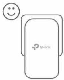 Simple diagram showing a smiley face next to a rectangular device labeled 'tp-link' with a small icon.