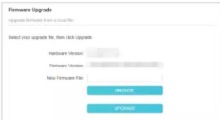Firmware Upgrade Upgrade firmware from a local file. Select your upgrade file, then click Upgrade. Hardware Version: Firmware Version: New Firmware File: BROWAGE UPPGAGE