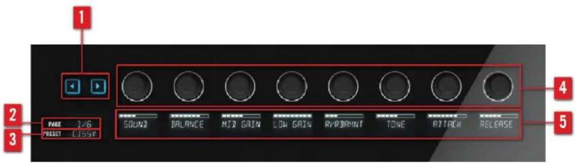 1 2 3 PAGE 1/6 PRESER CLASSY SOUND BALANCE MIX GAIN LOW GAIN RYR/RHINT TONE ATTACK RELEASE 4 5