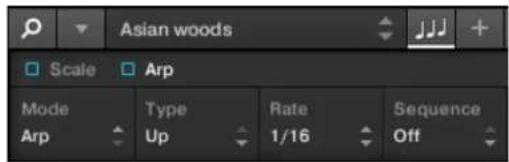 Asian woods Scale Arp Mode Type Rate Sequence Arp Up 1/16 Off