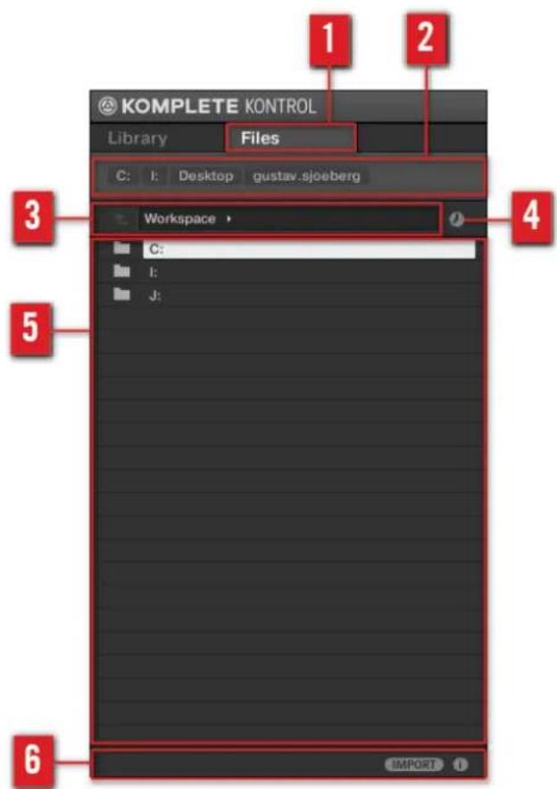 KOMPLETE KONTROL Library Files C: I: Desktop gustav.sjöeberg Workspace C: I: J: IMPORT
