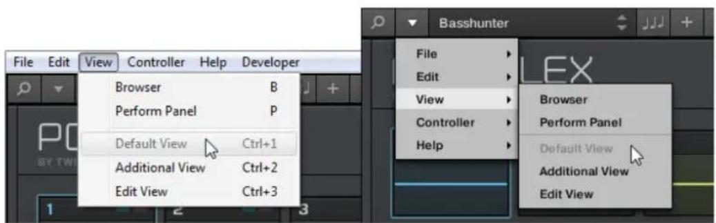 File Edit View Controller Help Developer Browser B Perform Panel P Default View Ctrl+1 Additional View Ctrl+2 Edit View Ctrl+3 Basshunter File Edit View Controller Help LEX Browser Perform Panel Default View Additional View Edit View
