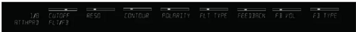I/O ATTHPRD CUTOFF FLT/FB RESO CONTOUR POLARITY FLT TYPE FEEDBACK FB VOL FB TYPE