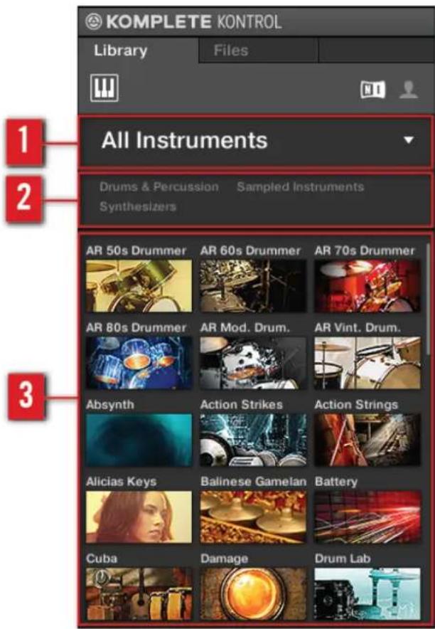 KOMPLETE KONTROL Library Files All Instruments Drums & Percussion Sampled Instruments Synthesizers AR 50s Drummer AR 60s Drummer AR 70s Drummer AR 80s Drummer AR Mod. Drum. AR Vint. Drum. Absynth Action Strikes Action Strings Alicias Keys Balinese Gamelan Battery Cuba Damage Drum Lab