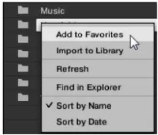 Music Add to Favorites Import to Library Refresh Find in Explorer ✓ Sort by Name Sort by Date