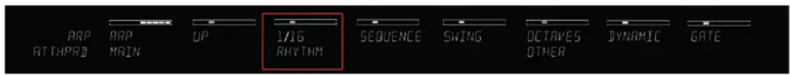 ARP ATTHPRD ARP MAIN UP 1/16 RHYTHM SEQUENCE SWING DCTAKES OTHER DYNAMIC GATE