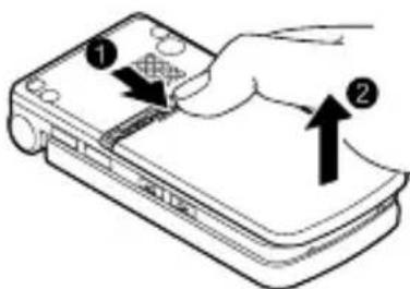 Diagram showing a hand pressing down on a device with labeled parts and directional arrows indicating movement or force.