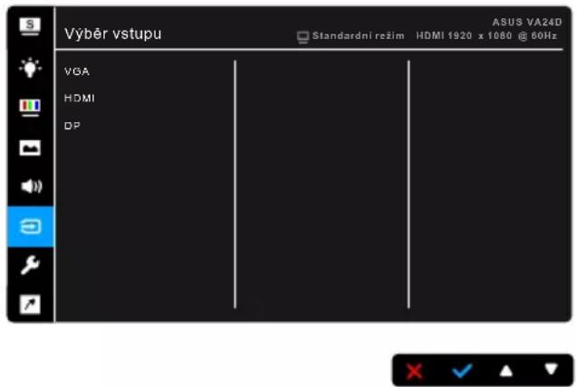 Výběr vstupu VGA HDMI DP ASUS VA24D Standardní režim HDMI 1920 x 1080 @ 60Hz
