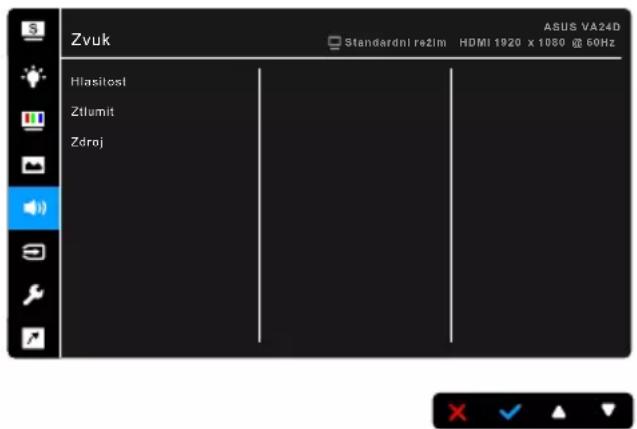 Zvuk Hlasitosl Ztlumit Zdroj Standardnl re2lm HOMI 1920 x 1080 @ 60Hz ASUS VA24D