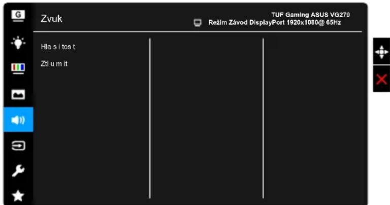 Zvuk TUF Gaming ASUS VG279 Režim Závod DisplayPort 1920x1080@ 65Hz Hla s i tos t Ztl u m it