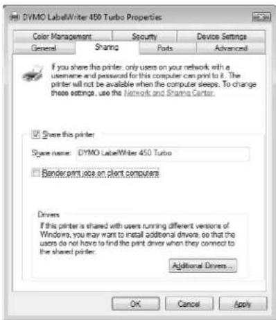 DYMO LabelManager 450 - To share the printer (Windows Vista) - 2