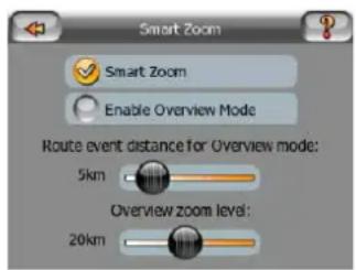 Smart Zoom Smart Zoom Enable Overview Mode Route event distance for Overview mode: 5km Overview zoom level: 20km