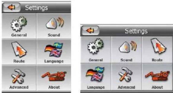 Settings General Sound Route Language Advanced About Settings General Sound Route Language Advanced About