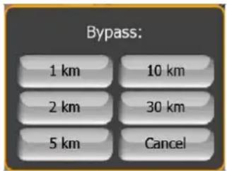 Bypass: 1 km 10 km 2 km 30 km 5 km Cancel