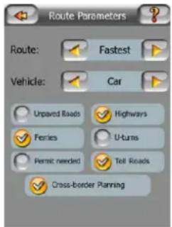 Route Parameters Route: Fastest Vehicle: Car Unpaved Roads Highways Feries U-tums Permit needed Toll Roads Cross-border Planning