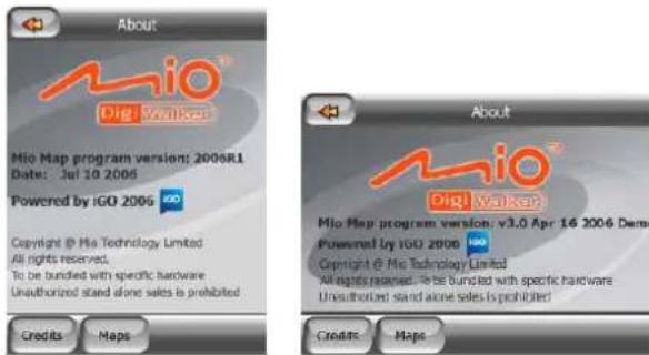 MIO DigiWalker P550 - About screen - 1