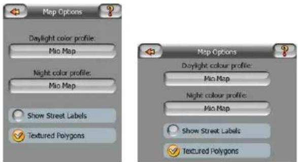 Map Options Daylight color profile: Mio Map Night color profile: Mio Map Show Street Labels Textured Polygons Map Options Daylight colour profile: Mio Map Night colour profile: Mio Map Show Street Labels Textured Polygons