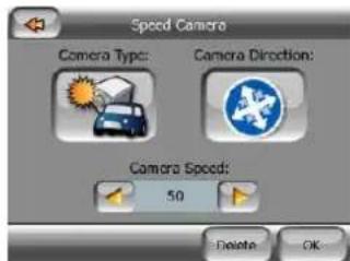 Speed Camera Camera Type: Camera Direction: Camera Speed: 50 Delete OK