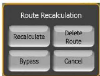 Route Recalculation Recalculate Delete Route Bypass Cancel